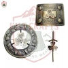 Scottish Kilt Belt Buckle Set – Antique Triple Thistle with Brooch & Pin
