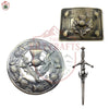 Scottish Kilt Belt Buckle – Antique Thistle Knot Chrome with Brooch & Pin