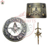 Scottish Kilt Belt Buckle Set – Antique Thistle Masonic with Brooch & Pin