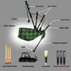 Irish Green Tartan Great Highland Bagpipe with Synthetic Airtight Bag & 3× Cane Drone Reeds – Silver Mount Finish